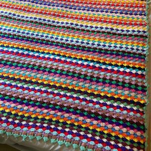 Handmade VINTAGE Boho Afghan Blanket Twin Multi Colored 51”x76”